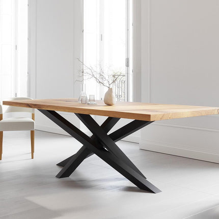 Bilsby Oak Modern Dining Table Crossocer Stel Base