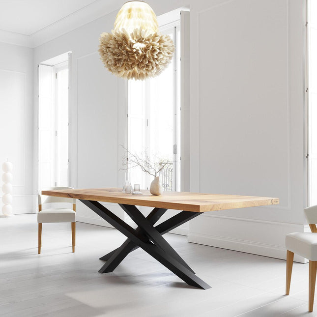 Oak Modern Dining Table Crossocer Stel Base
