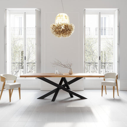 Bilsby Oak Modern Dining Table Crossocer Stel Base