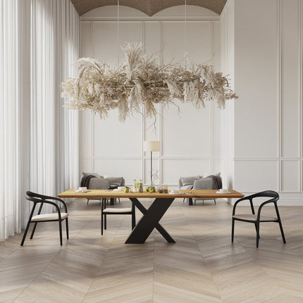 Oak Modern Dining Table with metal base 0120