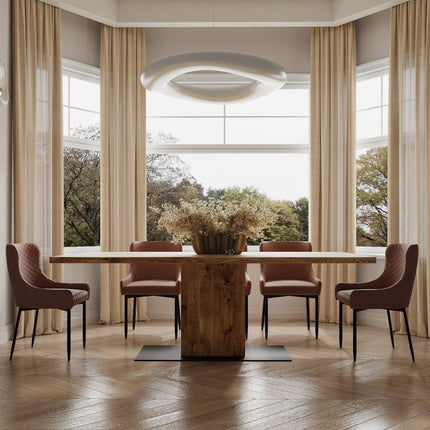 Solid Oak Dining Table Steel Leg 046