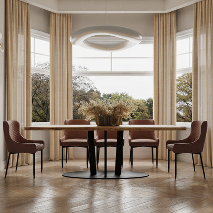 Solid Oak Dining Table Steel Leg 048