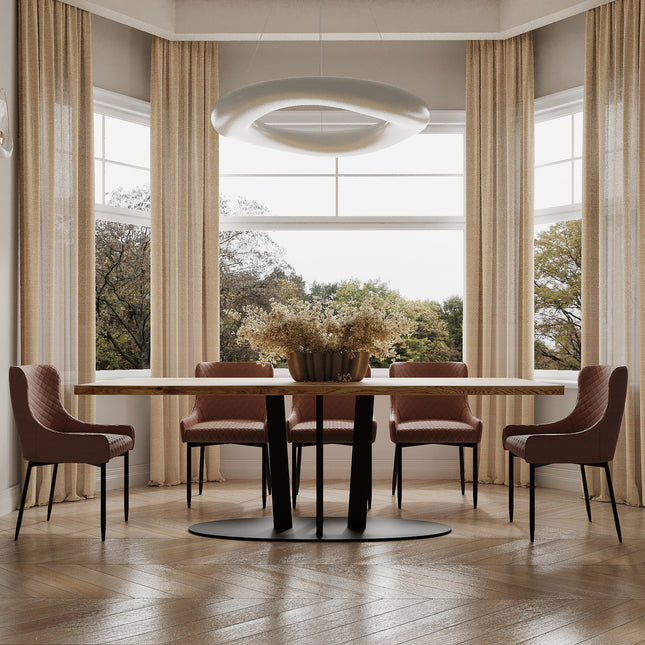 Solid Oak Dining Table Steel Leg 048