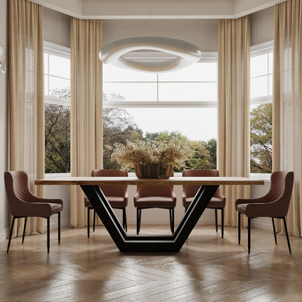 Solid Oak Dining Table Steel Leg 055