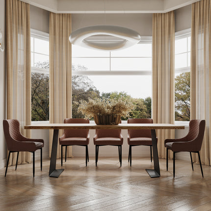 Solid Oak Dining Table Steel Leg 056