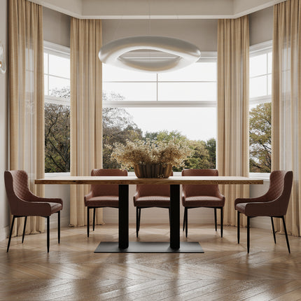 Solid Oak Dining Table Steel Leg 057