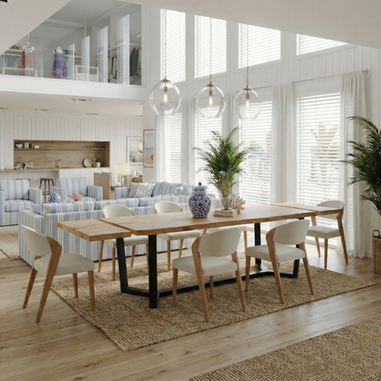 Dining Table Live Edge Extendable 2-Sides Dining Table Kitchen Industrial Rustic Wood, Cress  Steel Base