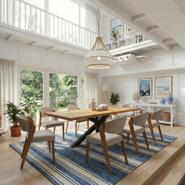 Brigg Dining Table Rustic Solid Wood Crossover Steel Base Industrial Rustic Wood