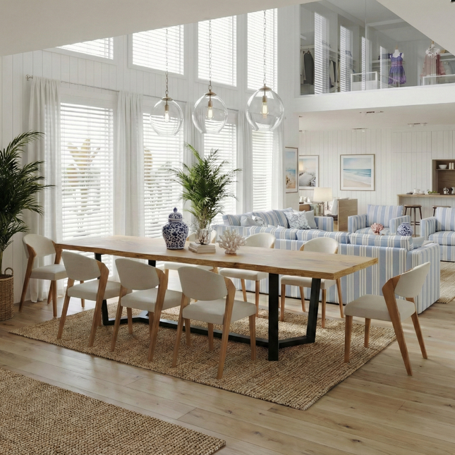 Brigg Dining Table Rustic Solid Wood Cress Steel Base Industrial Rustic Wood