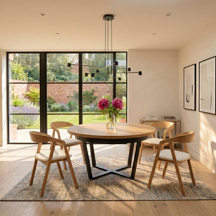 Oak Extendable Round Dining Table Alex