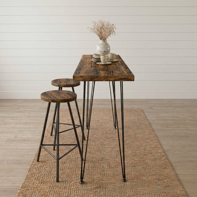 Set Brigg Rustic Breakfast Bar and 2 Stools - matching colour of wood