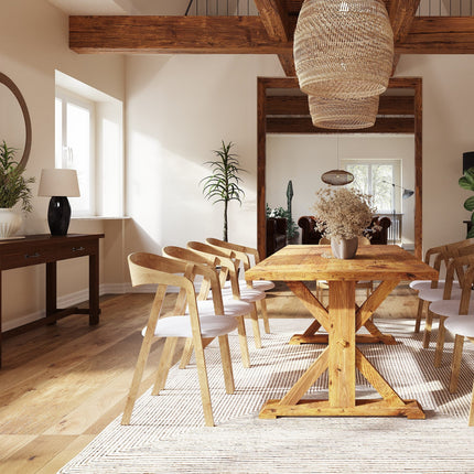 Rustic Dining Table Kirton Farmhouse X Beam Wooden Base