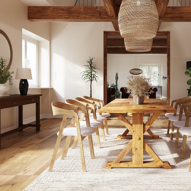 Rustic Dining Table Kirton Farmhouse X Beam Wooden Base