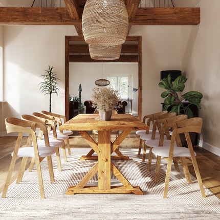 Rustic Dining Table Kirton Farmhouse X Beam Wooden Base