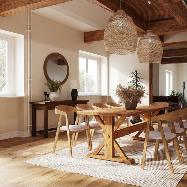 Rustic Dining Table Kirton Farmhouse X Beam Wooden Base