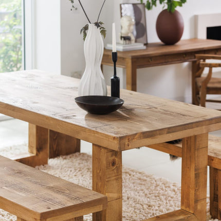 Grantham Thick Dining Industrial Dining Table with Wooden Square Legs