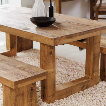 Grantham Thick Dining Industrial Dining Table with Wooden Square Legs