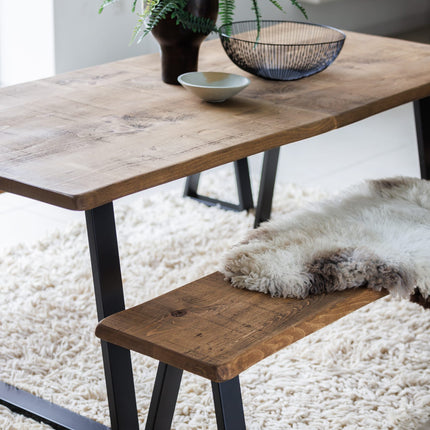 Live Edge Rustic Dining Table with Trapezium Frame Steel Legs Cotswold