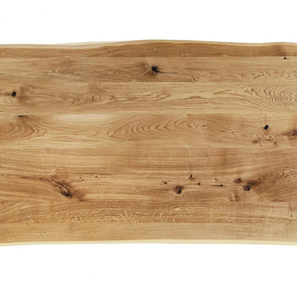 Solid Oak Dining Table Steel Leg 048