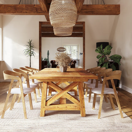 Rustic Dining Table Leverton SQUARE X Wooden Base