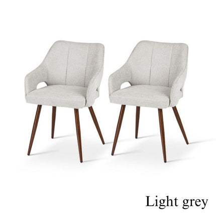 Set of 2 Linen Dining Chairs Croft - Grey