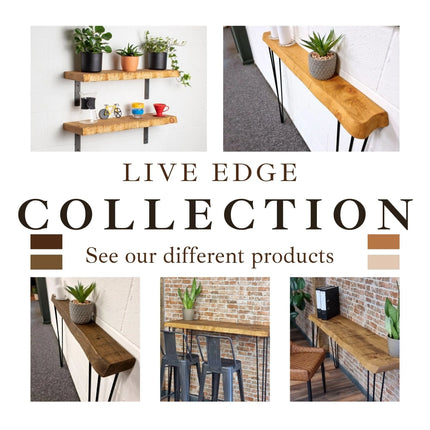 SET 240cm Live Edge Rustic Dining Table/ 240 cm Live Edge Bench/ 6 Chairs Alto with Armrest