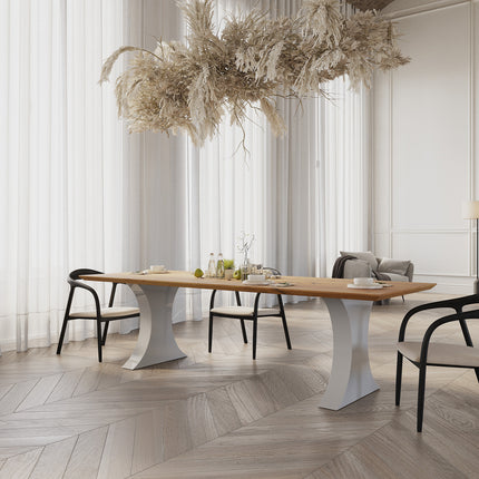 Solid Oak Dining Table with metal base – DURABLE HARDWOOD CLAR 0128