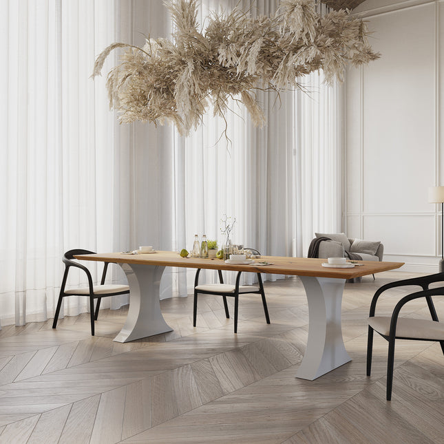 Solid Oak Dining Table with metal base – DURABLE HARDWOOD CLAR 0128