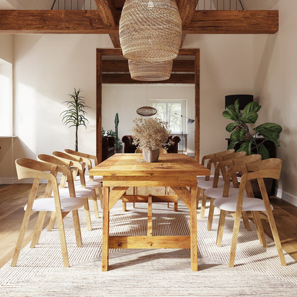 Rustic Dining Table Mablethorpe H Shape Wooden Legs with Beam
