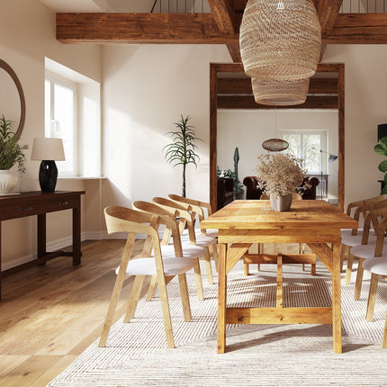 Rustic Dining Table Mablethorpe H Shape Wooden Legs with Beam