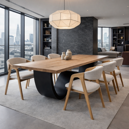 Nocton Oak Modern Dining Table Wave