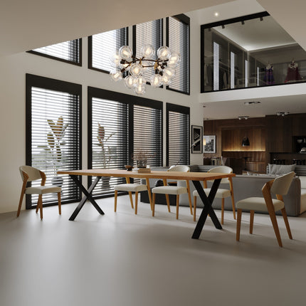 Live Edge Rustic Dining Table with X Frame Steel Legs Cotswold