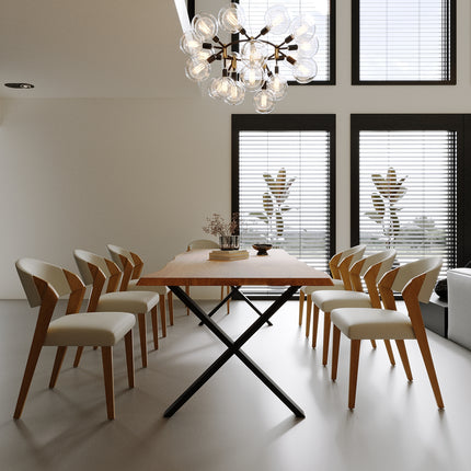 Live Edge Rustic Dining Table with X Frame Steel Legs Cotswold