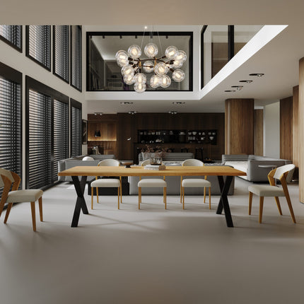 Live Edge Rustic Dining Table with X Frame Steel Legs Cotswold