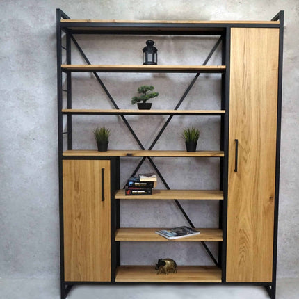 Oak industrial/loft bookcase with NIKO shelves