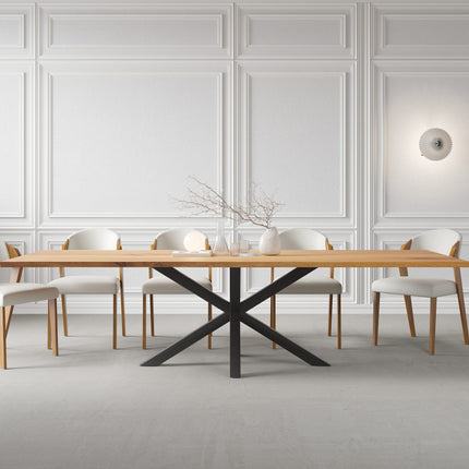 Solid Oak Dining Table with Steel Base 011