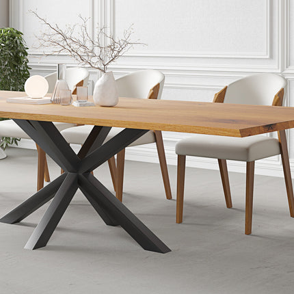 Solid Oak Dining Table with Steel Base 011