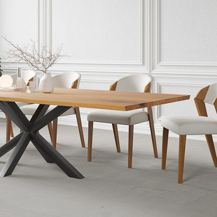 Solid Oak Dining Table with Steel Base 011