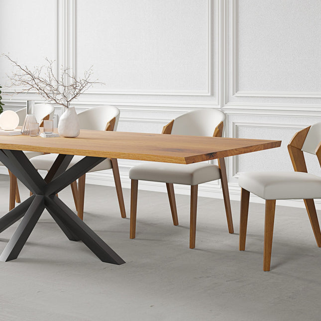 Solid Oak Dining Table with Steel Base 011