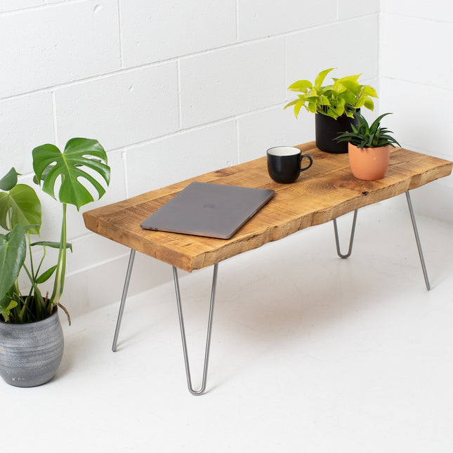 Rustic Live Edge Coffee Table With Hairpin Legs