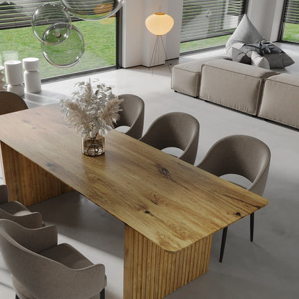 Solid Oak Dining Table Wooden Base 049