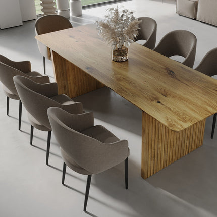 Solid Oak Dining Table Wooden Base 049