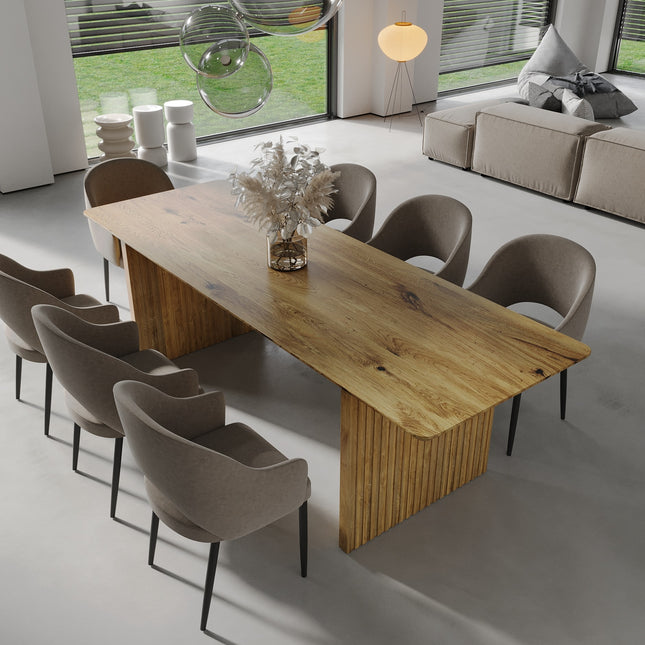 Solid Oak Dining Table Wooden Base 049