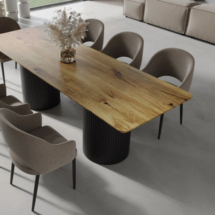 Oak Dining Table Steel Base 0109