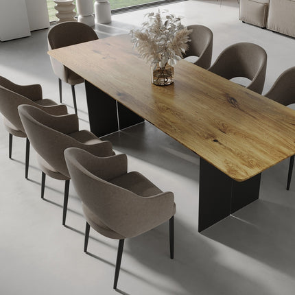 Solid Oak Dining Table Steel Leg 071