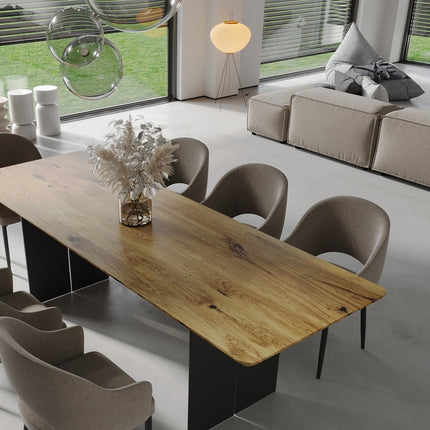 Solid Oak Dining Table Steel Leg 071