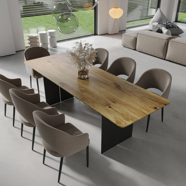 Solid Oak Dining Table Steel Leg 071