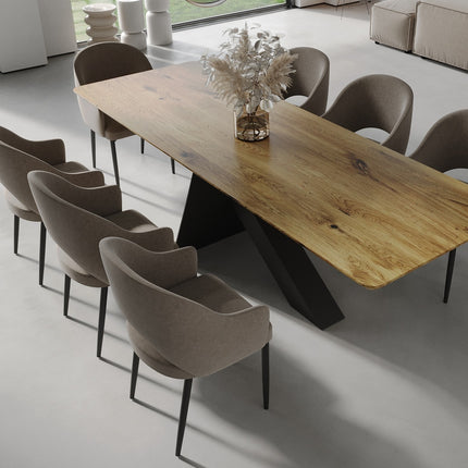 Oak Modern Dining Table with metal base 0110