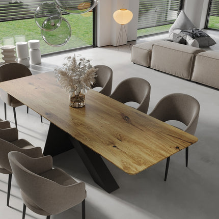 Oak Modern Dining Table with metal base 0110