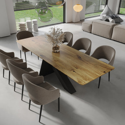 Oak Modern Dining Table with metal base 0110